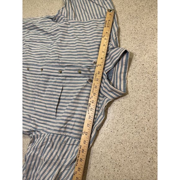 Ll Bean Used Short Sleeved Button Up Shirt Size Men’s Medium Tall Blue - Picture 2 of 6